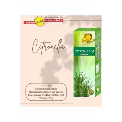 Sree Vani Citronella Hexagonal Çubuk Tütsü 20'li