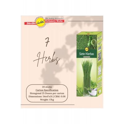Sree Vani 7 Herbs (7 BİTKİ) Aromalı Hexagonal Çubuk Tütsü 20'li