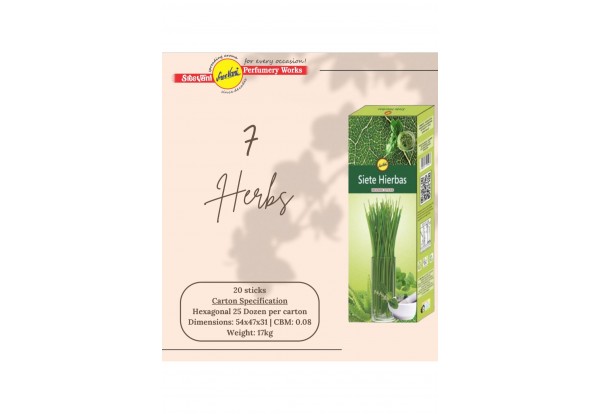 Sree Vani 7 Herbs (7 BİTKİ) Aromalı Hexagonal Çubuk Tütsü 20'li&hellip;