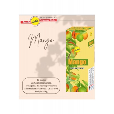 Sree Vani Mango Hexagonal Çubuk Tütsü 20'li Sree Vani Mango Hexagonal Çubuk Tütsü 20'li