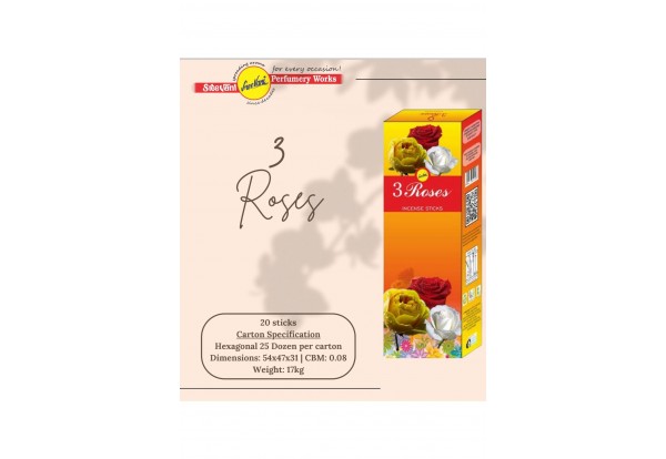 Sree Vani 3 Roses (3 GÜL) Kokulu Hexagonal Çubuk Tütsü 20'li&hellip;