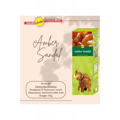 Sree Vani Amber Sandal Hexagonal Çubuk Tütsü 20'li