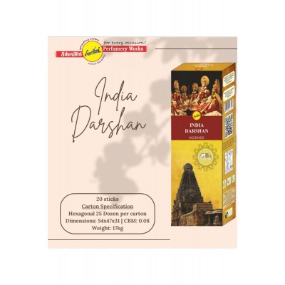 Sree Vani India Darshan Hexagonal Çubuk Tütsü 20'li